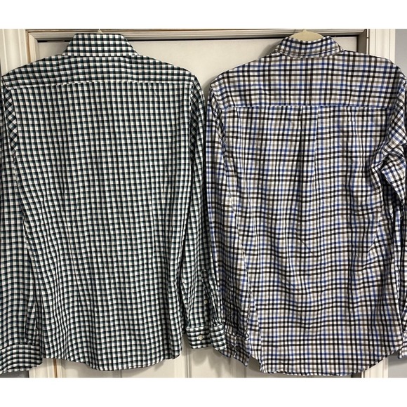 2 Mens Sz‎ Small CHECKERED Long Sleeve  Button Shirts Express Van Heusen Fitted - Picture 6 of 10